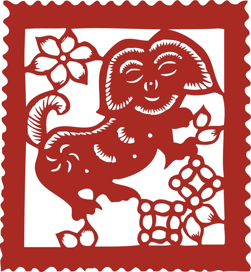 中国风中式传统喜庆民俗人物动物窗花剪纸插画边框AI矢量PNG素材【1546】